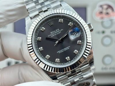 WKD Factory Rolex Datejust 3235 Movement 41mm 126331 Diamond Markers Dark Grey Face Watch